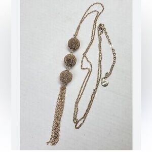 Champagne Gold Lariat and Tassel Necklaces with Intricate Beads